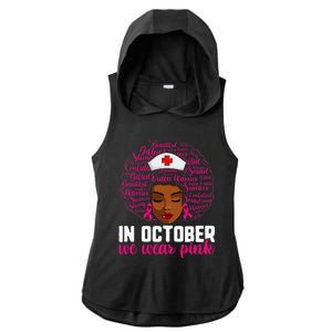 Breast Cancer Nursing African Black Nurse Pink Ribbon Ladies PosiCharge Tri-Blend Wicking Draft Hoodie Tank