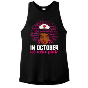 Breast Cancer Nursing African Black Nurse Pink Ribbon Ladies PosiCharge Tri-Blend Wicking Tank