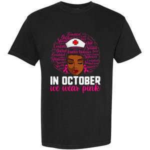 Breast Cancer Nursing African Black Nurse Pink Ribbon Garment-Dyed Heavyweight T-Shirt