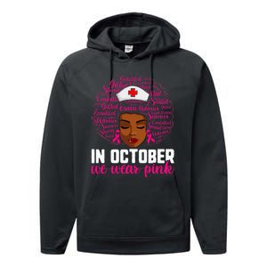 Breast Cancer Nursing African Black Nurse Pink Ribbon Performance Fleece Hoodie