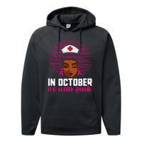 Breast Cancer Nursing African Black Nurse Pink Ribbon Performance Fleece Hoodie