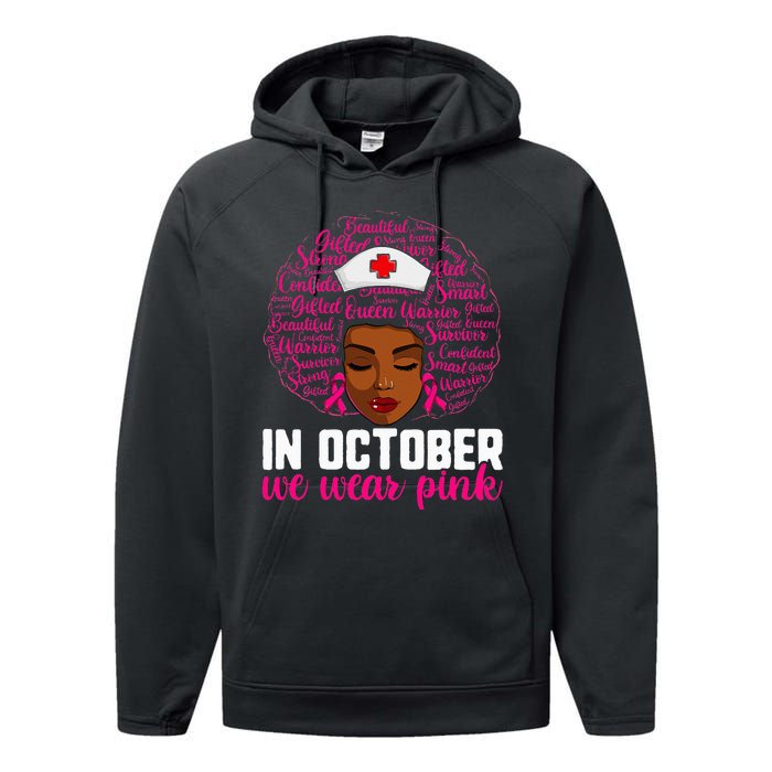 Breast Cancer Nursing African Black Nurse Pink Ribbon Performance Fleece Hoodie