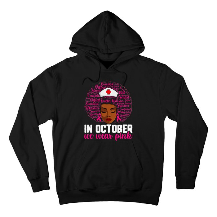 Breast Cancer Nursing African Black Nurse Pink Ribbon Hoodie