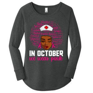 Breast Cancer Nursing African Black Nurse Pink Ribbon Women's Perfect Tri Tunic Long Sleeve Shirt