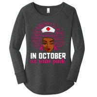 Breast Cancer Nursing African Black Nurse Pink Ribbon Women's Perfect Tri Tunic Long Sleeve Shirt