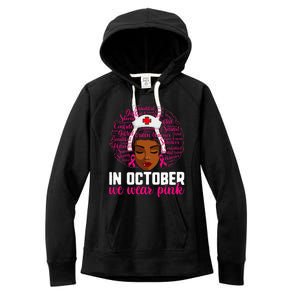 Breast Cancer Nursing African Black Nurse Pink Ribbon Women's Fleece Hoodie