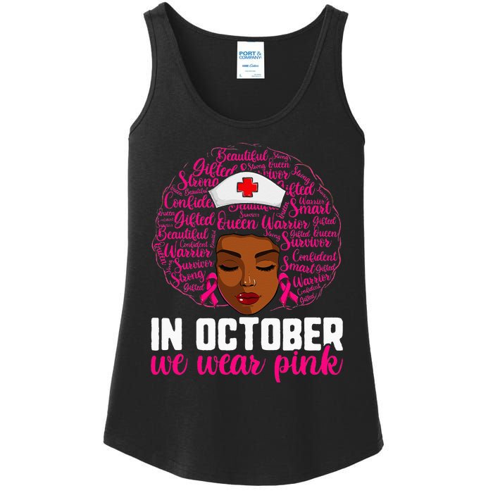 Breast Cancer Nursing African Black Nurse Pink Ribbon Ladies Essential Tank