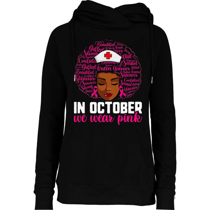 Breast Cancer Nursing African Black Nurse Pink Ribbon Womens Funnel Neck Pullover Hood