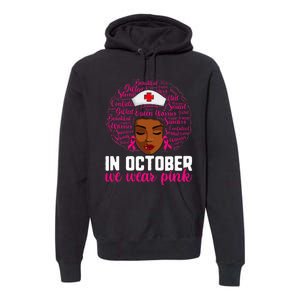 Breast Cancer Nursing African Black Nurse Pink Ribbon Premium Hoodie