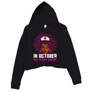 Breast Cancer Nursing African Black Nurse Pink Ribbon Crop Fleece Hoodie