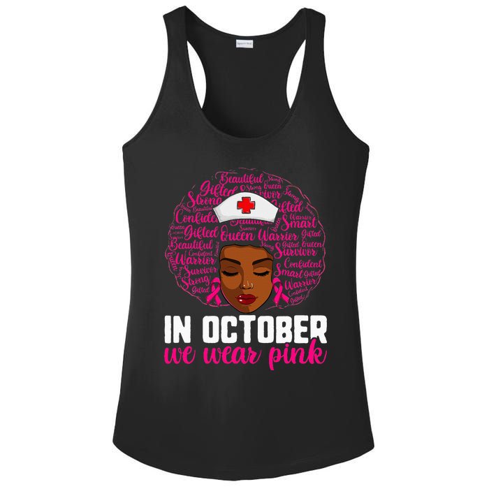 Breast Cancer Nursing African Black Nurse Pink Ribbon Ladies PosiCharge Competitor Racerback Tank