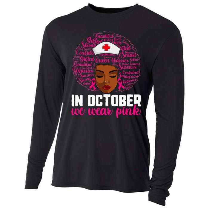 Breast Cancer Nursing African Black Nurse Pink Ribbon Cooling Performance Long Sleeve Crew