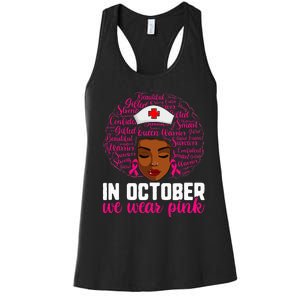 Breast Cancer Nursing African Black Nurse Pink Ribbon Women's Racerback Tank