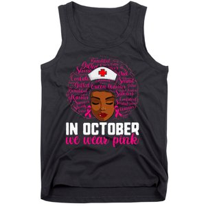 Breast Cancer Nursing African Black Nurse Pink Ribbon Tank Top