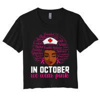 Breast Cancer Nursing African Black Nurse Pink Ribbon Women's Crop Top Tee