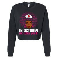 Breast Cancer Nursing African Black Nurse Pink Ribbon Cropped Pullover Crew