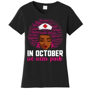 Breast Cancer Nursing African Black Nurse Pink Ribbon Women's T-Shirt