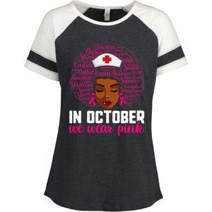 Breast Cancer Nursing African Black Nurse Pink Ribbon Enza Ladies Jersey Colorblock Tee