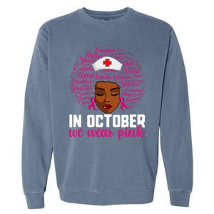 Breast Cancer Nursing African Black Nurse Pink Ribbon Garment-Dyed Sweatshirt