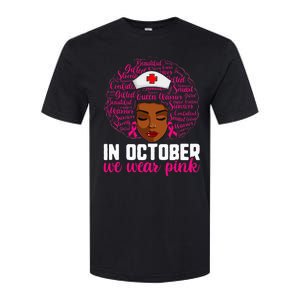 Breast Cancer Nursing African Black Nurse Pink Ribbon Softstyle CVC T-Shirt