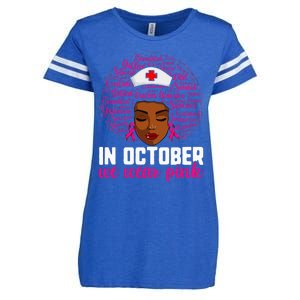 Breast Cancer Nursing African Black Nurse Pink Ribbon Enza Ladies Jersey Football T-Shirt