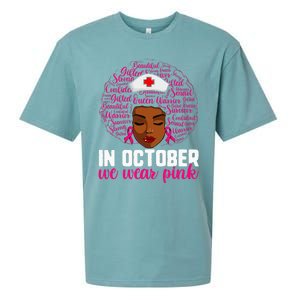 Breast Cancer Nursing African Black Nurse Pink Ribbon Sueded Cloud Jersey T-Shirt