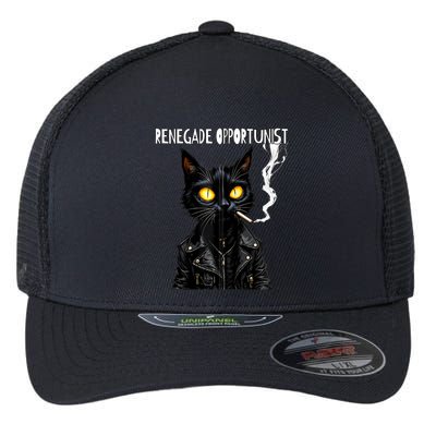 Bad Cat Naughty Up To No Good Smoking Renegade Biker Zip Hoodie Flexfit Unipanel Trucker Cap