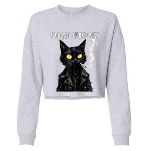 Bad Cat Naughty Up To No Good Smoking Renegade Biker Zip Hoodie Cropped Pullover Crew