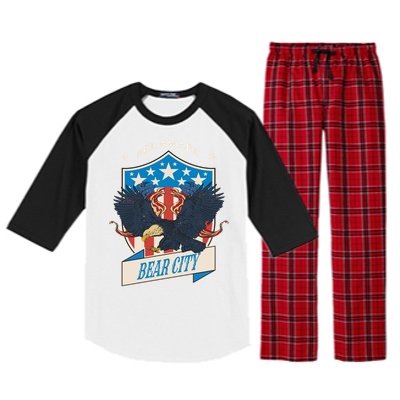 Bear City National Delaware Day Gift Raglan Sleeve Pajama Set