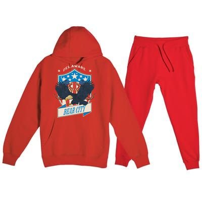 Bear City National Delaware Day Gift Premium Hooded Sweatsuit Set