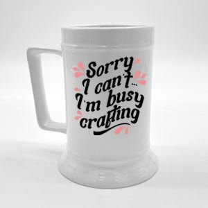 Busy Crafting Needlework Hobby Crafter Funny Gift Beer Stein