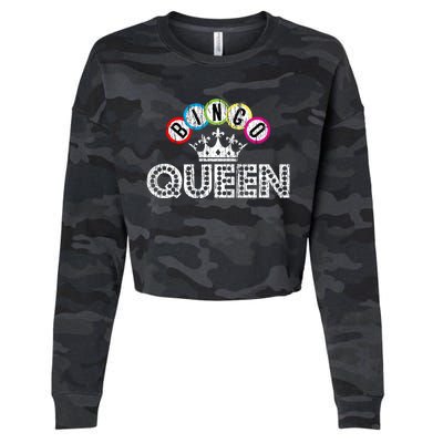 Bingo Casino Night Crown Bingo Queen Gift Cropped Pullover Crew