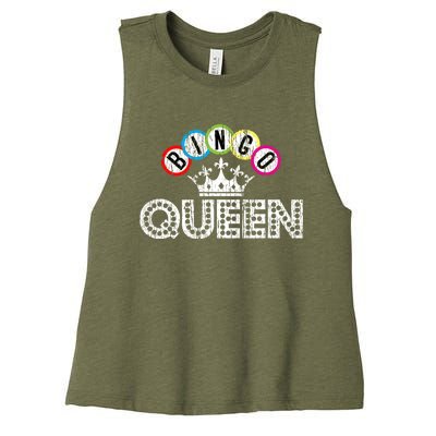 Bingo Casino Night Crown Bingo Queen Gift Women's Racerback Cropped Tank