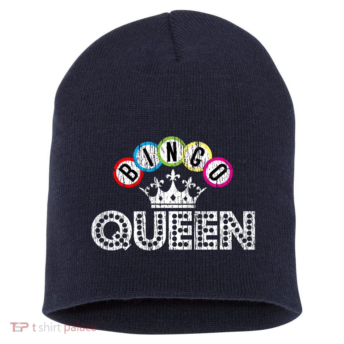 Bingo Casino Night Crown Bingo Queen Gift Short Acrylic Beanie