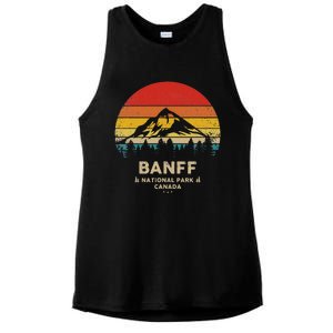 Banff Canadian National Park Retro Souvenir Ladies PosiCharge Tri-Blend Wicking Tank