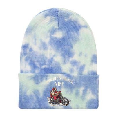 Biker Christmas Naughty Is The New Nice Funny Motorcycle Cute Gift Tie Dye 12in Knit Beanie