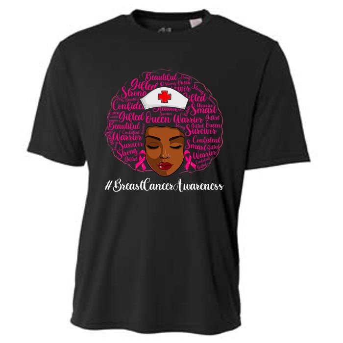 Breast Cancer Nursing African Black Nurse Ribbon Cooling Performance Crew T-Shirt