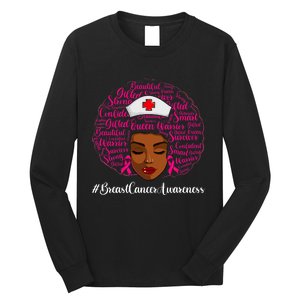 Breast Cancer Nursing African Black Nurse Ribbon Long Sleeve Shirt