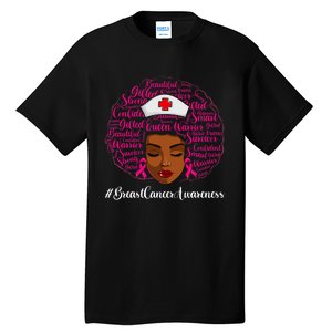 Breast Cancer Nursing African Black Nurse Ribbon Tall T-Shirt