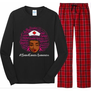 Breast Cancer Nursing African Black Nurse Ribbon Long Sleeve Pajama Set