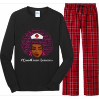 Breast Cancer Nursing African Black Nurse Ribbon Long Sleeve Pajama Set