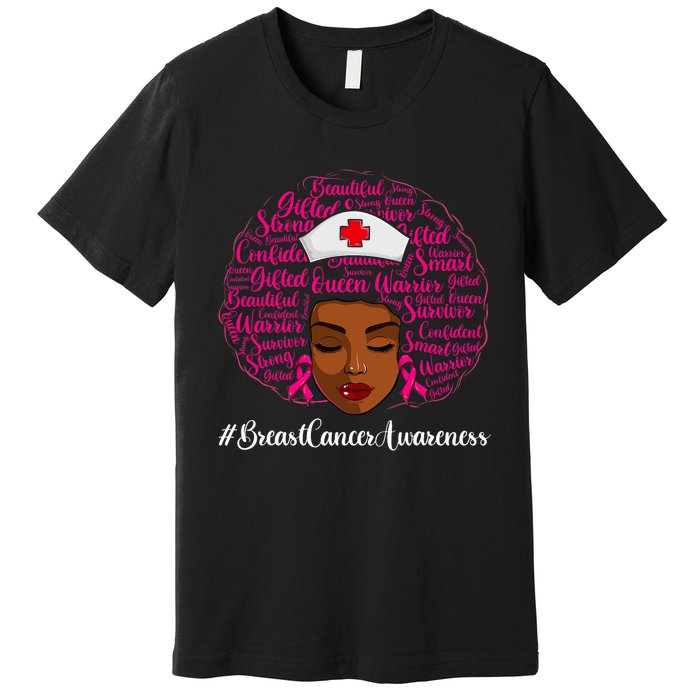 Breast Cancer Nursing African Black Nurse Ribbon Premium T-Shirt