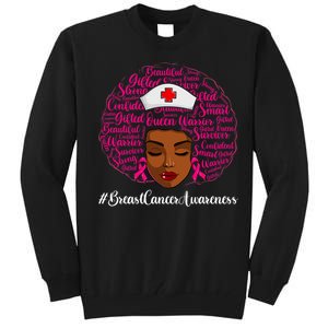 Breast Cancer Nursing African Black Nurse Ribbon Tall Sweatshirt