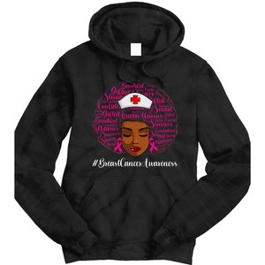 Breast Cancer Nursing African Black Nurse Ribbon Tie Dye Hoodie