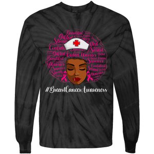 Breast Cancer Nursing African Black Nurse Ribbon Tie-Dye Long Sleeve Shirt