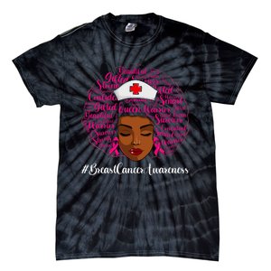 Breast Cancer Nursing African Black Nurse Ribbon Tie-Dye T-Shirt