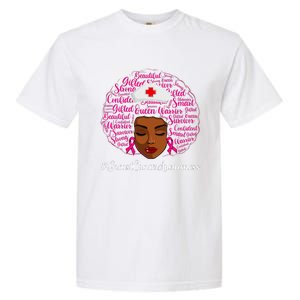 Breast Cancer Nursing African Black Nurse Ribbon Garment-Dyed Heavyweight T-Shirt