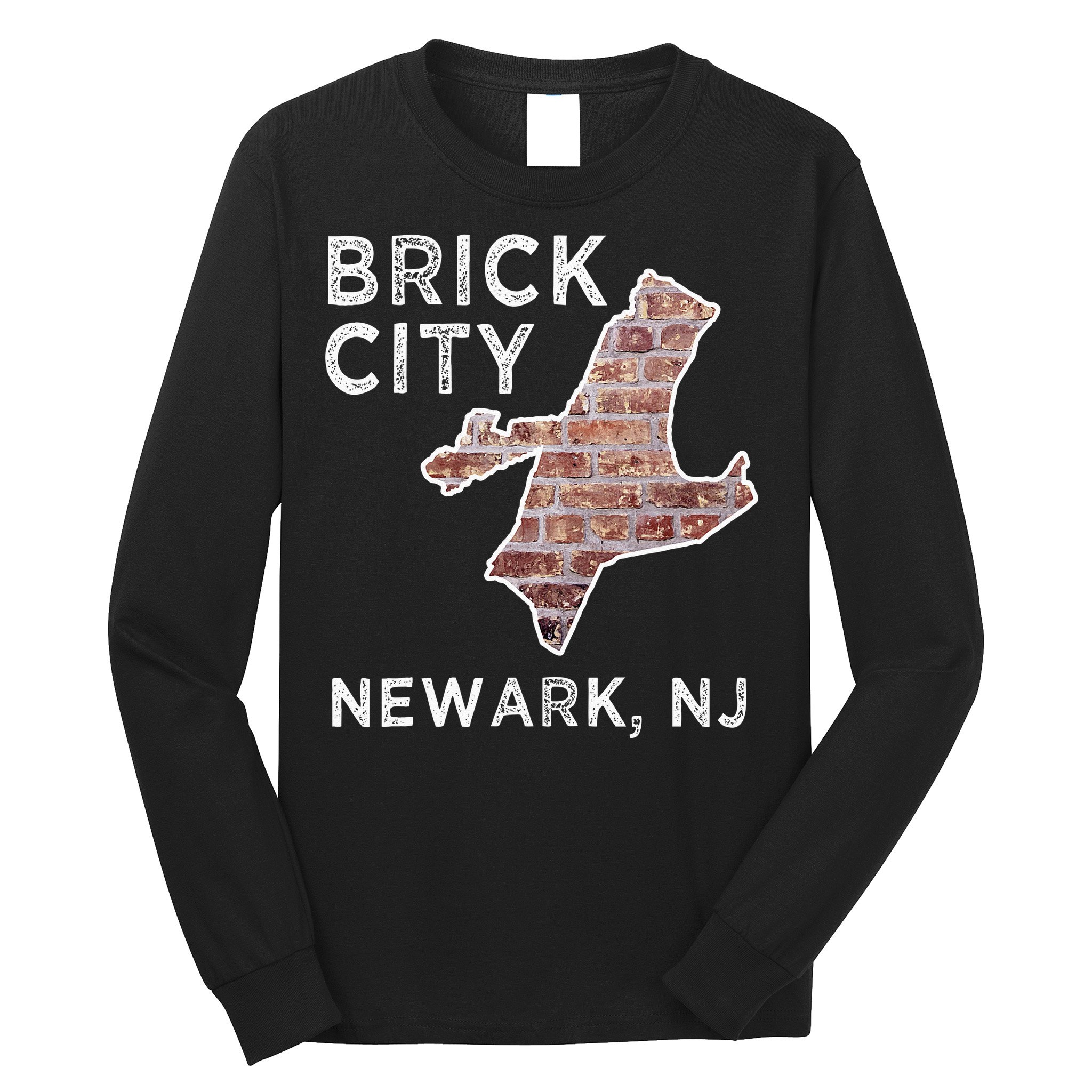 Brick City Newark NJ City New Jersey Map graphic Long Sleeve Shirt