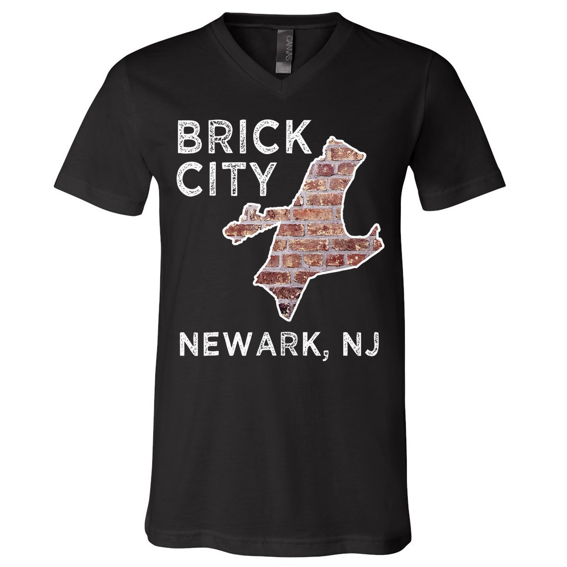 Brick City Newark NJ City New Jersey Map graphic V-Neck T-Shirt