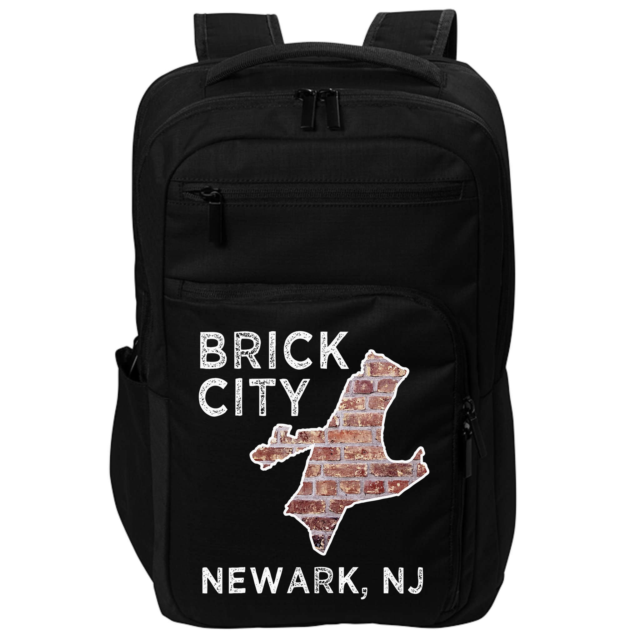 Brick City Newark NJ City New Jersey Map graphic Impact Tech Backpack